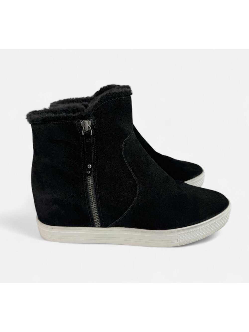 Caslon Womens Black Suede Ankle Boots 10.5 M Water Resistant Side Zip Casual